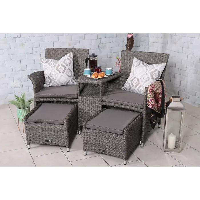 Paris Fixed Companion Set with pull-out footstools incl. Weather Shield Cushions