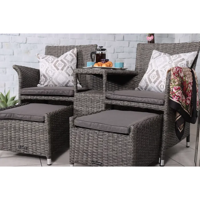 Paris Fixed Companion Set with pull-out footstools incl. Weather Shield Cushions