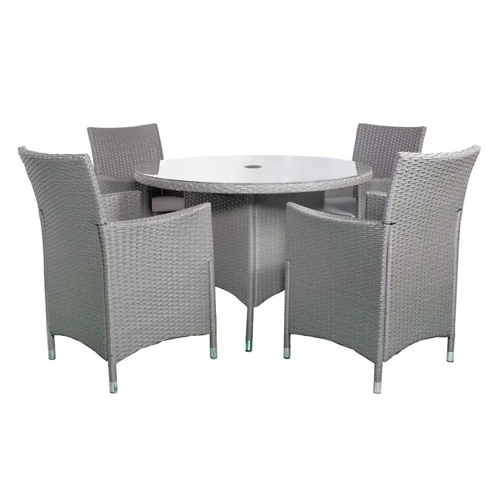 Nevada Grey 4 Seater KD Round Dining Set