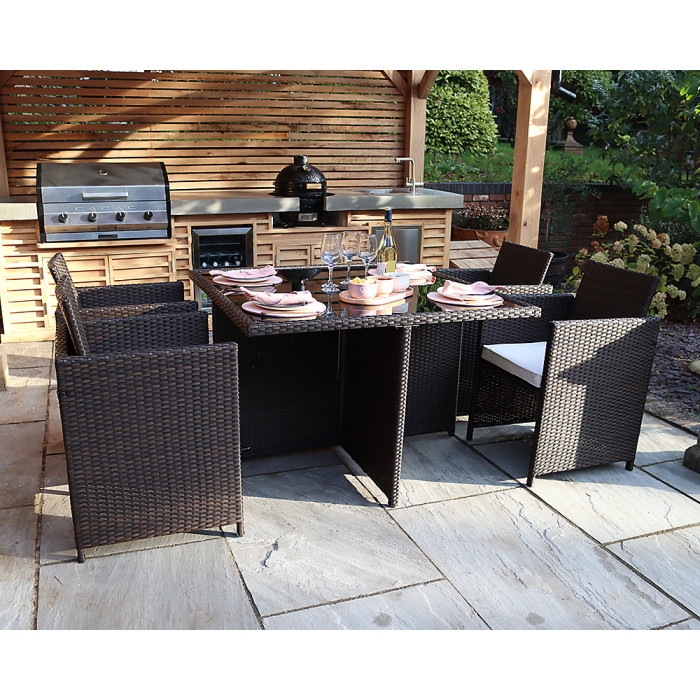 Nevada Brown 4 Seater Cube Set