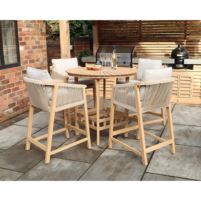 Roma 4 Seat Rope Bar Set with Deluxe Chairs