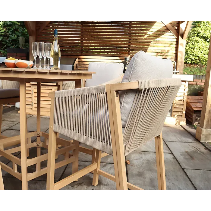 Roma 4 Seat Rope Bar Set with Deluxe Chairs