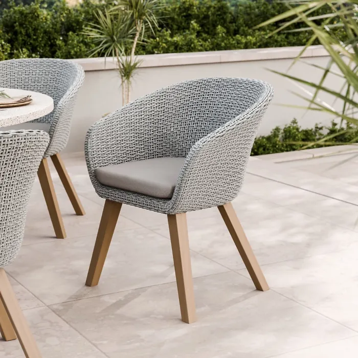 ASTRAL 150cm Round concrete Terrazzo design table with 6 Sol Dining Chairs