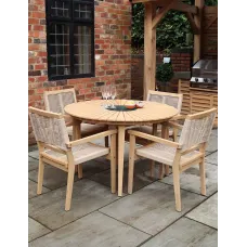 ROMA 120cm 4 Seat Set with Rope Stacking Chairs