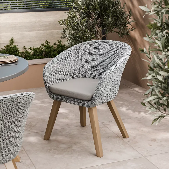 LUNA 120cm Round concrete table with 4 Sol Dining Chairs