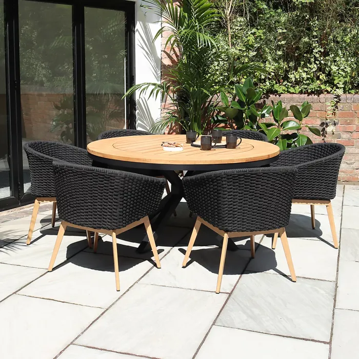 TUSCANY 150cm Round Table with 6 Eden Night Dining Chairs
