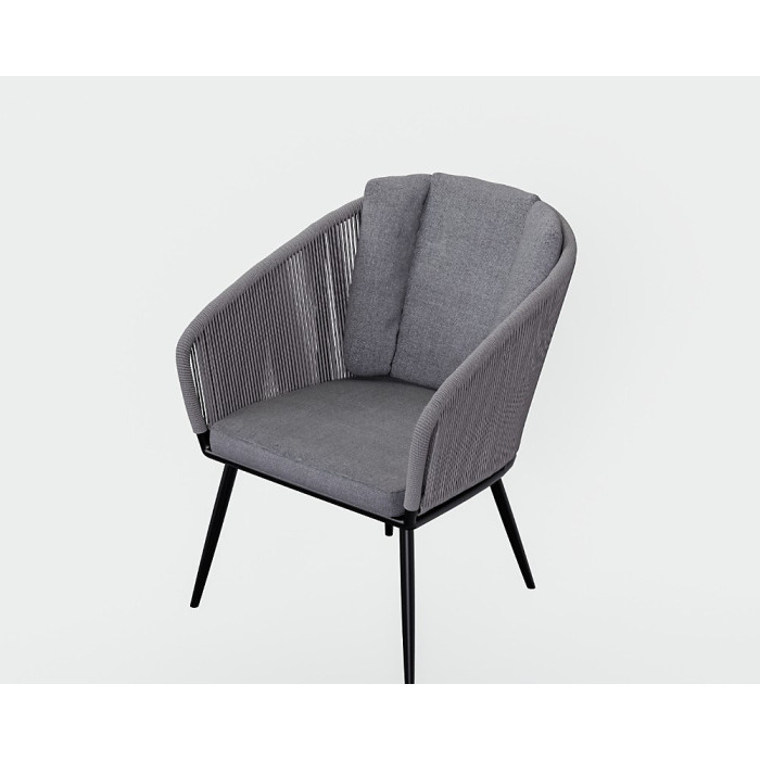 ASPEN 120cm Round ceramic grey top with 4 rope chairs