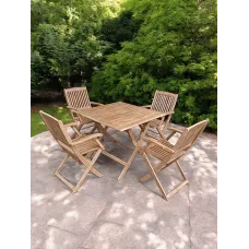 LONDON 90cm Square Folding Set with 4 London Folding Armchairs