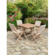 LONDON 90cm Square Folding Set with 4 London Rope Folding Armchairs