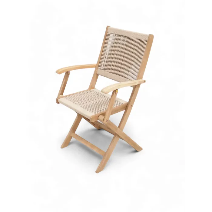 LONDON 90cm Square Folding Set with 4 London Rope Folding Armchairs