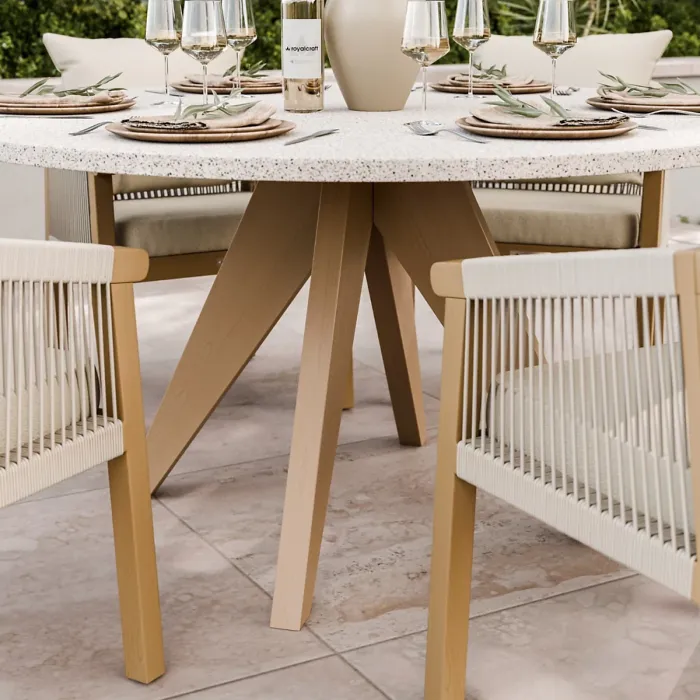 ASTRAL 150cm Round concrete Terrazzo design table with 6 Roma Dining Chairs