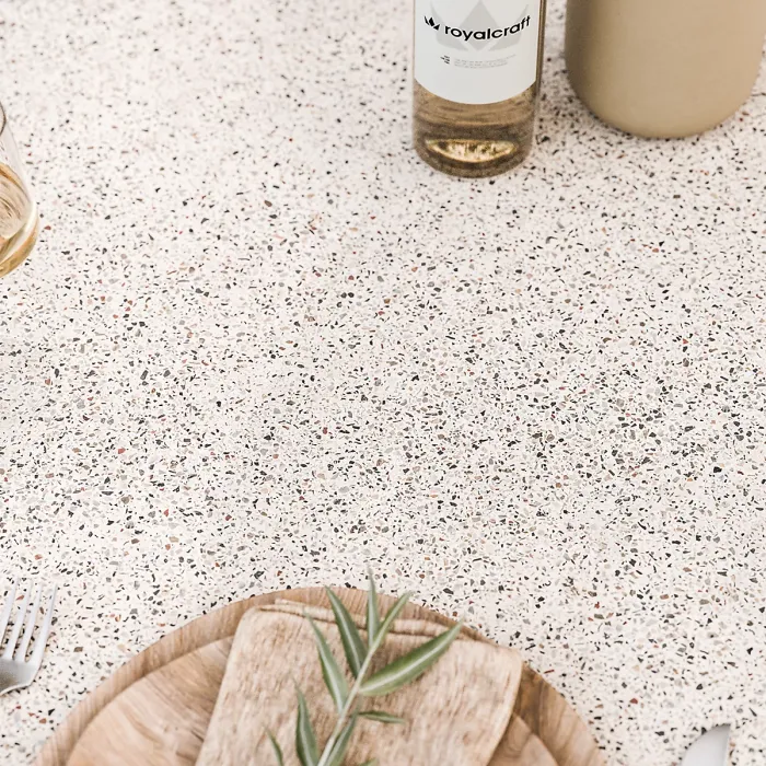 ASTRAL 150cm Round concrete Terrazzo design table with 6 Roma Dining Chairs