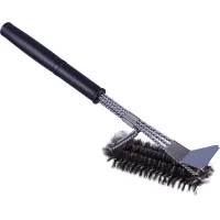 Long Handled BBQ Cleaning Brush with Stainless Steel Scraper -Effective BBQ Cleaning without the Burn Risk