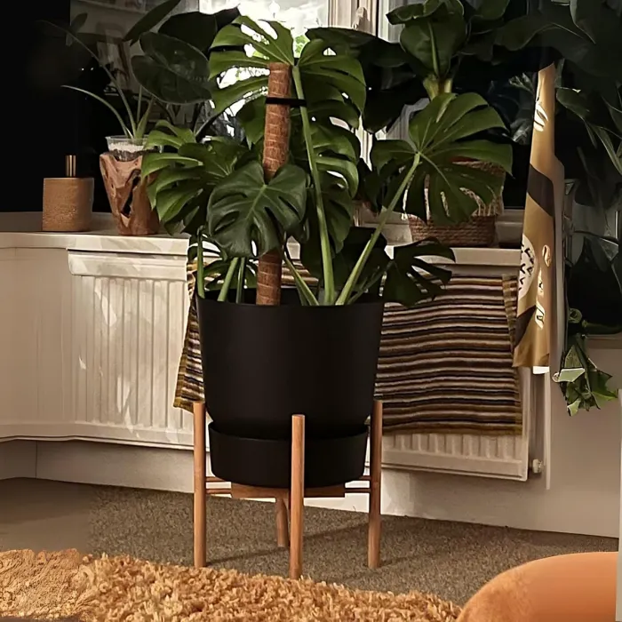 Greenville Black 20cm Living Round Decor Recycled Plastic Indoor Garden Balcony Window Container Holder Plant Flower Organizer Pot