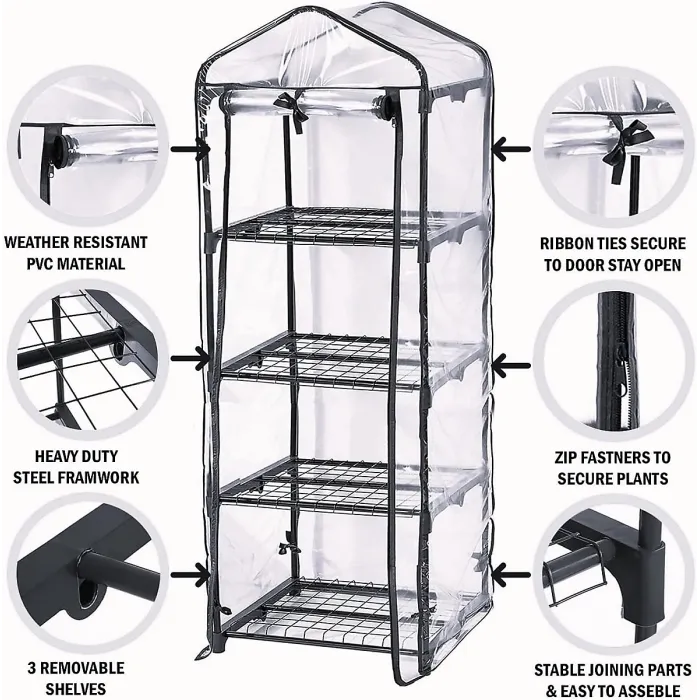 4 Tier Mini Greenhouse - 69 x 49 x 160 cm
