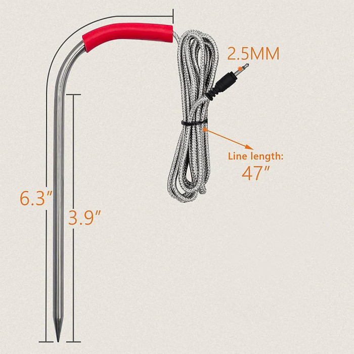 2 Pack Replacement Grill Probes Compatible with Weber Gas and Smoker Thermometers