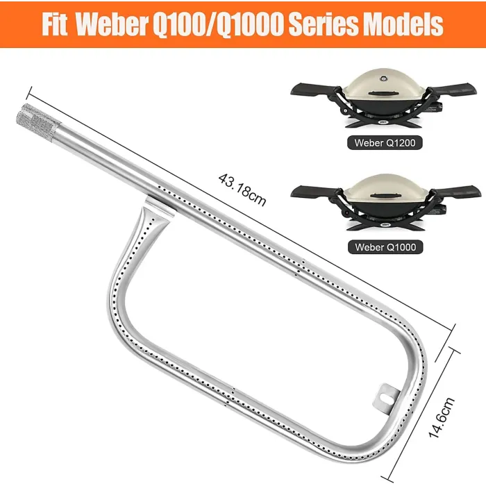 60040 17.3inch Burner Tube Accessory for Weber Q100 Series Q100 Q120 Q1000 Q1200 Grill Model 50060001 51010001