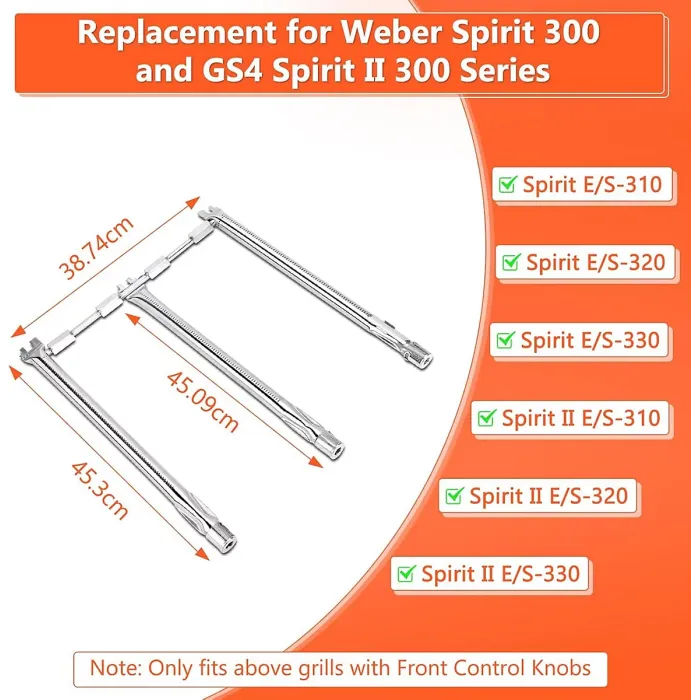 G69787 18 inch Burner for Weber Spirit 300 Series E310 S310 E320 S320 Burner Tube Replacement Parts