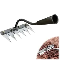 5 tines Iron Weed Rake Upgraded Multifunctional Weed Artifact Detachable Spike Hoe Iron Rake for Gardening and Weeding