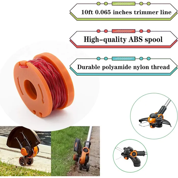 9 PCS WA0010 Replacement Trimmer Spool Edger Spool Compatible with Worx Trimmer String Weed Eater String WG180 Spool Refills
