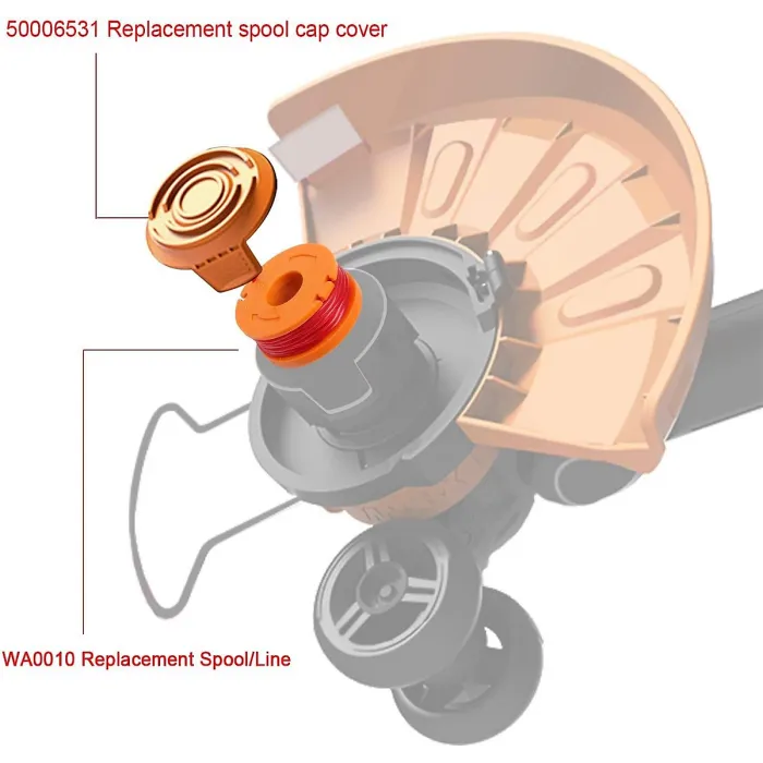 9 PCS WA0010 Replacement Trimmer Spool Edger Spool Compatible with Worx Trimmer String Weed Eater String WG180 Spool Refills