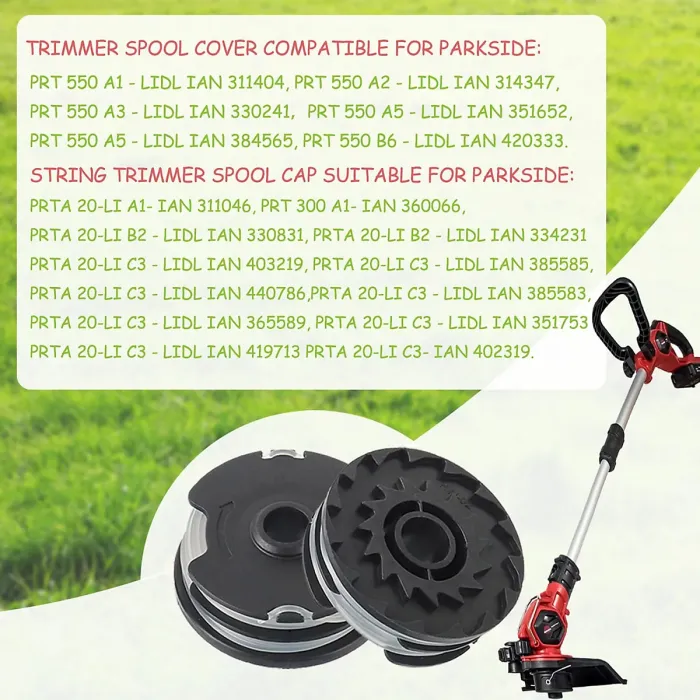 4PCS EPLZON Replacement Spool and Spool Cover Compatible Parkside LIDL PRT 550 A1 B2 C3 Replacement Parts Edge Cutter