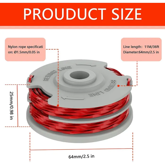 5PCS Strimmer Spool Double Line Autofeed Spool and Line Replace Compatible with Flymo Contour Mini Multi Trim Grass Trimmer