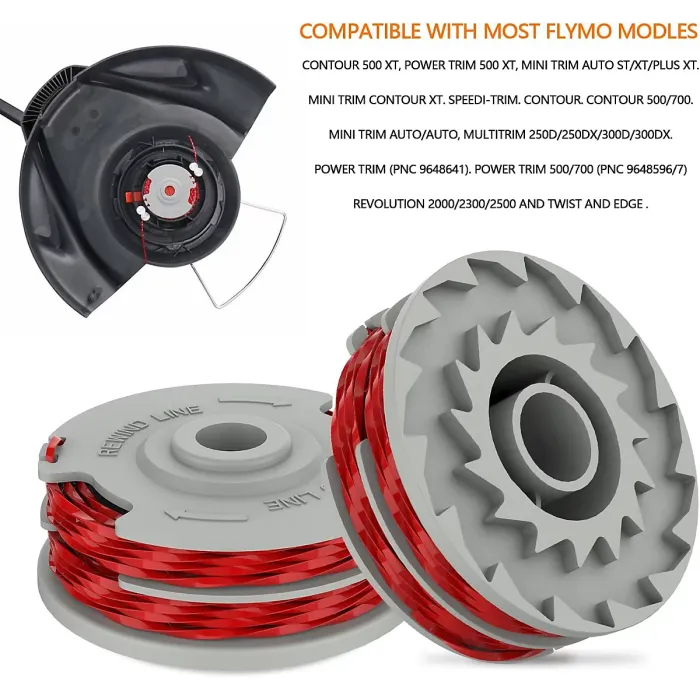 5PCS Strimmer Spool Double Line Autofeed Spool and Line Replace Compatible with Flymo Contour Mini Multi Trim Grass Trimmer