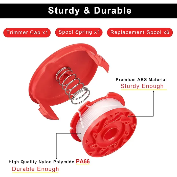 8PCS String Trimmer Spool Line with Cap Head Compatible with Craftsman CMCST900 CMESTA900 CMESTE920 CMZST120SC Wait