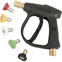 High Pressure Washer Gun 3000 PSI Max with 5 Color Quick Connect Nozzles M22 Hose Connector 3.0 TIP