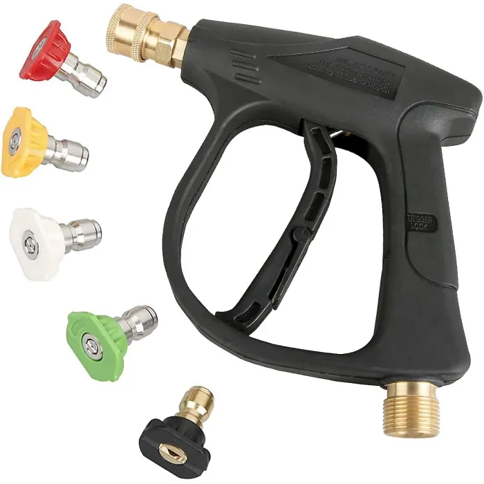 High Pressure Washer Gun 3000 PSI Max with 5 Color Quick Connect Nozzles M22 Hose Connector 3.0 TIP