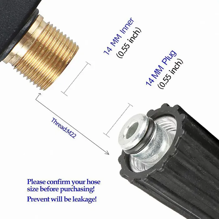 High Pressure Washer Gun 3000 PSI Max with 5 Color Quick Connect Nozzles M22 Hose Connector 3.0 TIP