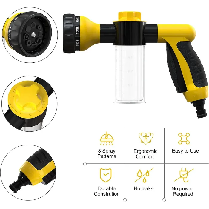 Multi purpose foam high pressure car washing water gun Soap Shampoo Dispenser for Pet Wash and Garden Hose Sprayer Nozzle