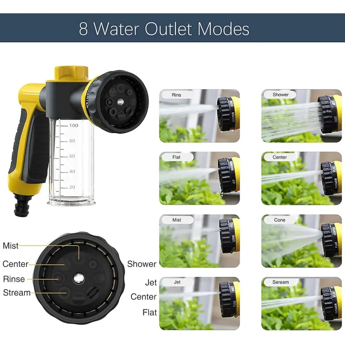 Multi purpose foam high pressure car washing water gun Soap Shampoo Dispenser for Pet Wash and Garden Hose Sprayer Nozzle