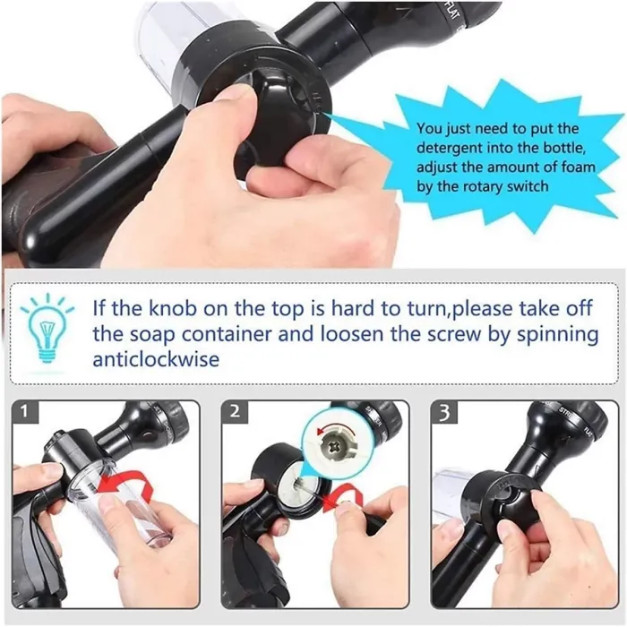 Multi purpose foam high pressure car washing water gun Soap Shampoo Dispenser for Pet Wash and Garden Hose Sprayer Nozzle