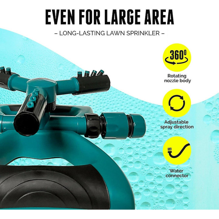 Sprinkler for Yard 360 Degree Rotating Lawn Sprinkler with Base Adjustable Spray Hose Connector for Garden Large Yards