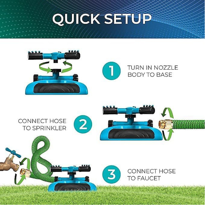 Sprinkler for Yard 360 Degree Rotating Lawn Sprinkler with Base Adjustable Spray Hose Connector for Garden Large Yards