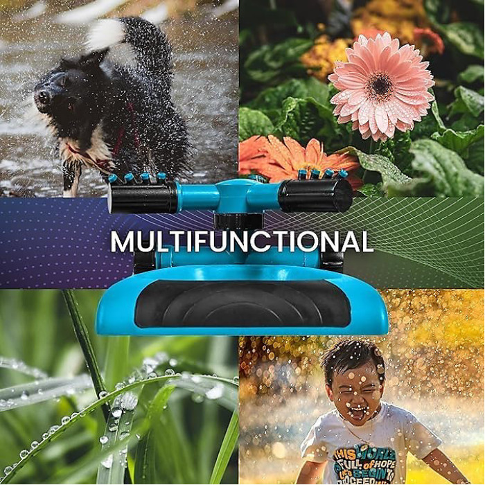Sprinkler for Yard 360 Degree Rotating Lawn Sprinkler with Base Adjustable Spray Hose Connector for Garden Large Yards