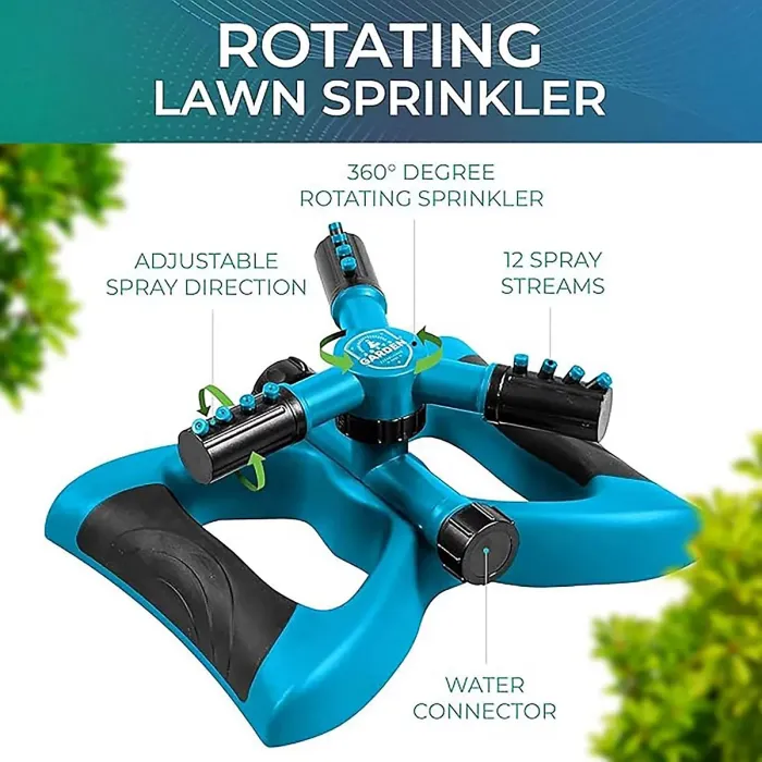 Sprinkler for Yard 360 Degree Rotating Lawn Sprinkler with Base Adjustable Spray Hose Connector for Garden Large Yards