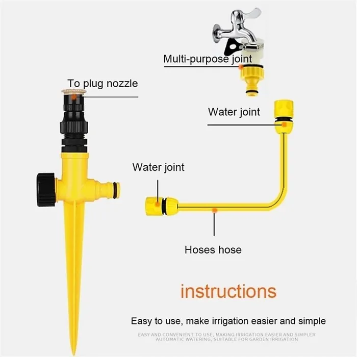 10 meters 360 Rotation Auto Irrigation System Garden Lawn Sprinkler Patio Garden Sprinkler Lawn Adjustable at Will
