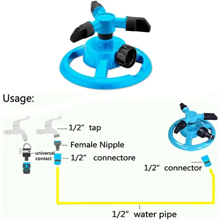 2PCS Lawn Sprinkler Automatic Garden Water Sprinklers Lawn Irrigation System Large Area Coverage Rotation 360 Degree