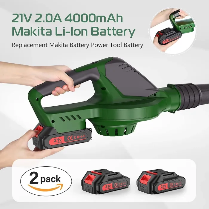 21V Cordless Leaf Blower with Battery and Charger 5 Speed Adjustable Cordless Leaf Blower for Lawn Care