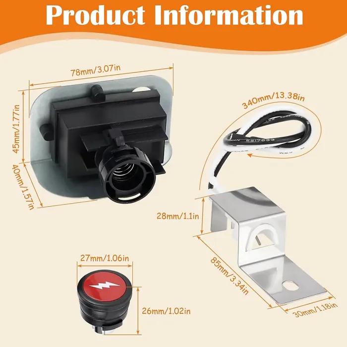 Replacement Ignition Kit for Weber Q1200 Q2200 Gas Grill 64868 electronic igniter