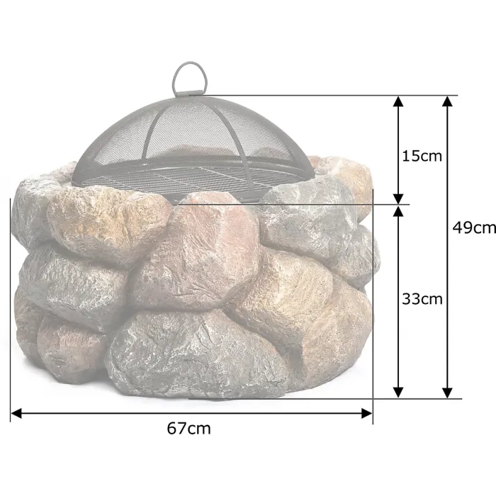 Homeology Fireology SEYCHELLES Grand Garden Fire Pit Brazier and Barbecue with Eco-Stone Finish