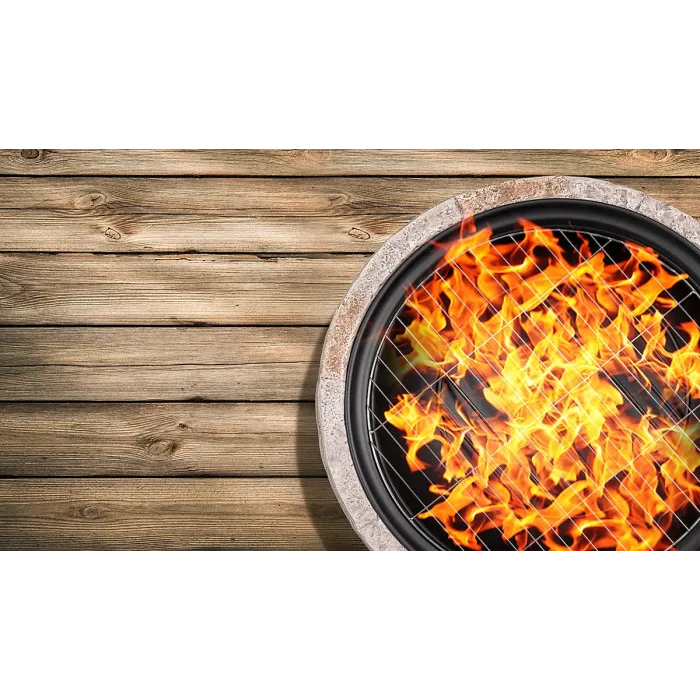 Homeology Fireology SAMUI Beige Majestic Garden Fire Pit Brazier and Barbecue with Eco-Stone Finish