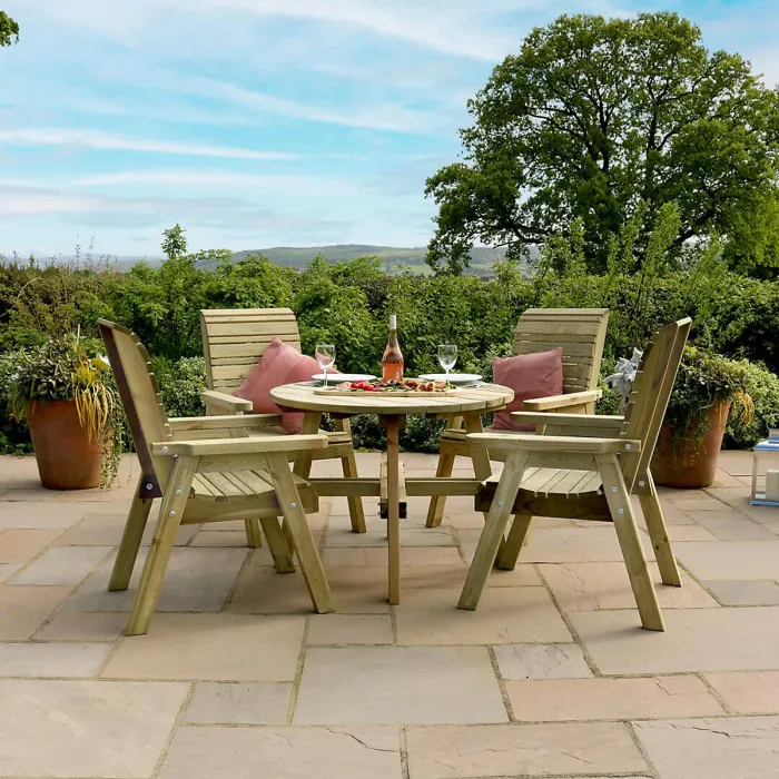 Freya 4 Seater Round Dining Set Round Garden Dining Set