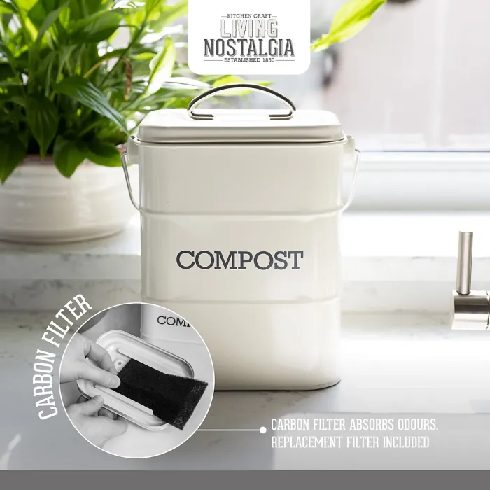 Living Nostalgia Antique Cream Compost Bin