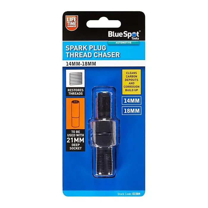 BlueSpot Spark Plug Re-Thread Chaser Kit 14mm 18mm Thread Cleaning Set