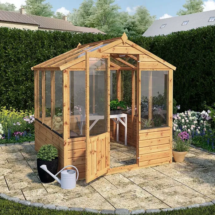 Waltons 6 x 6 Traditional Wooden Greenhouse Apex Potting Shed Tongue and Groove
