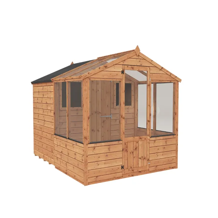Waltons 8 x 6 Traditional Wooden Greenhouse with Side Potting Shed Apex Tongue and Groove